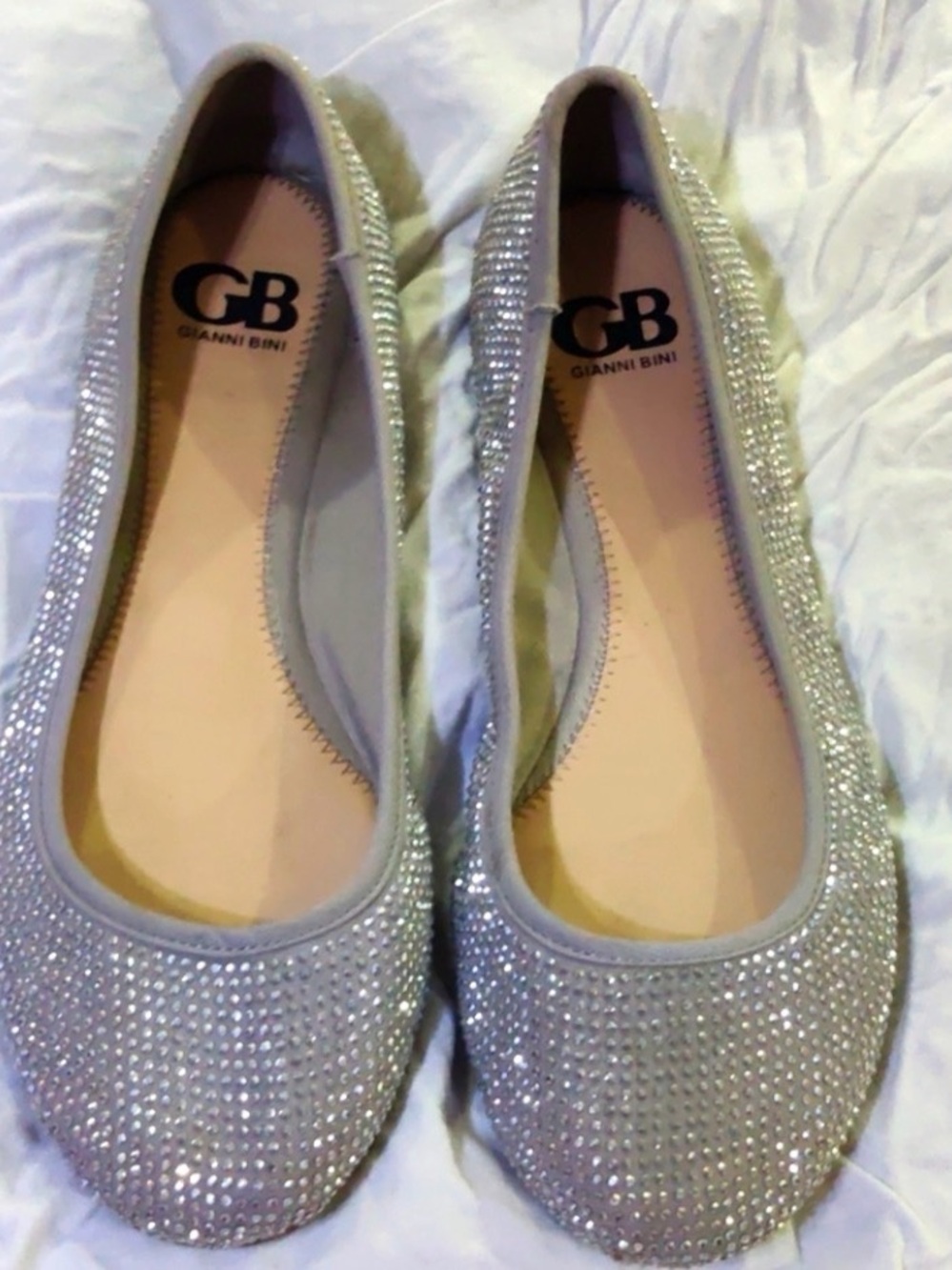 Gianni Bini Silver Sparkle Rhinestone Ballet Flats